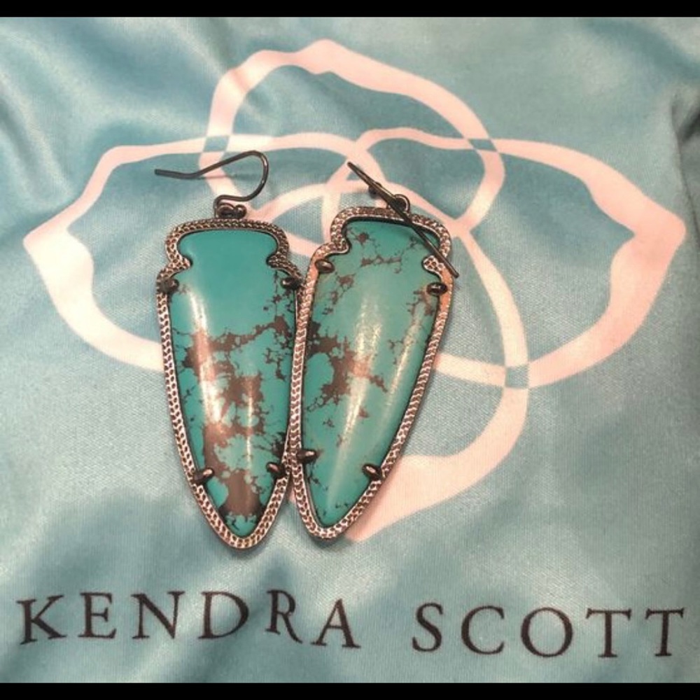 KENDRA SCOTT BLACK CHROME AND TURQUOISE EARRINGS
